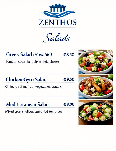 Salads Menu